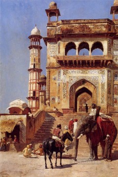 エドウィン・ロード・ウィークス Painting - モスクの前 ペルシア人 エジプト人 インド人 エドウィン・ロード・ウィーク